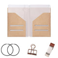 Roadtofree Passport Size Travelers Notebook Accessories Kit - All-in-One Set with Kraft Folder, PVC Zipper Case, Pen Holder, Binder Clip & 2 Elastic Bands for Travel Journal, Daily Use (Kraft, Passport Size 1 PC) - size: Pasport Size 1 PC