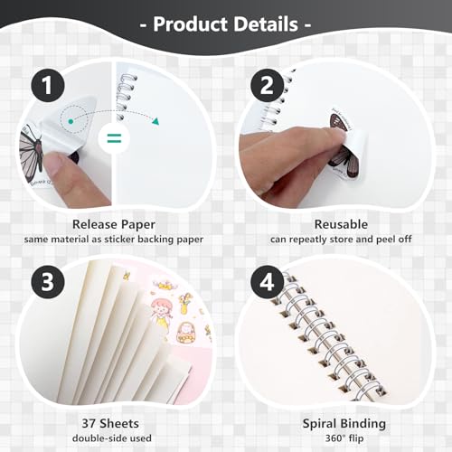 A5 Reusable Sticker Book Collecting Storage Album for Adults, Black - style: Black Marble Pattern