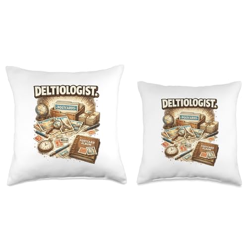 Deltiologist Postcard Collector Ephemera Lover Hobby Travel Throw Pillow - size: 18x18