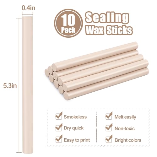 SHOWIN Glue Gun Sealing Wax Sticks for Wax Seal Stamp -Latte, Great for Wedding Invitations, Cards Envelopes, Snail Mails, Wine Packages, Christmas Gift Ideas, Pack of 10 - color: Latte