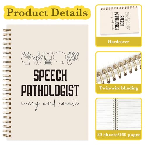 JHFDTY Speech Therapy Journal Therapist Notebook Speech Language Pathologist Slp Gifts for Women Men Every Word Counts Language Learning Hardcover 160 Pages Spiral Notebooks - color: Speech