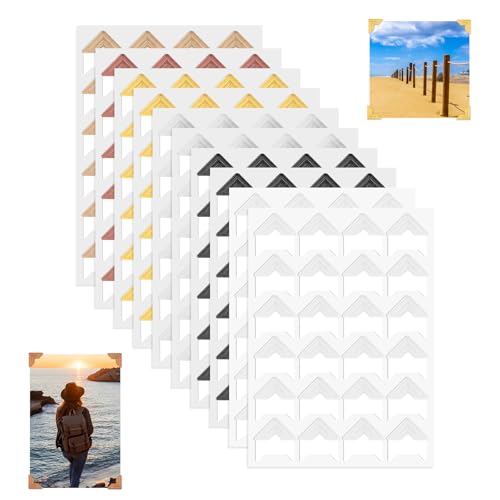 240Pcs Self-Adhesive Photo Corners for Scrapbooking, 10 Sheets Photo Mounting Corners Picture Scrapbook Frame Stickers for DIY Scrapbook Album Picture Frames Journal Supplies 6 Colors