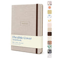 WORLD TRAVELER Eccolo Medium Lined Journal Notebook, A5 Writing Journal, 256 Ruled Ivory Pages, Ribbon Bookmark - color: 6X8 Tan