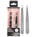 JAPONESQUE Slant and Point Tweezers Set, for Defining and Shaping Brows, Made with Hand-Sharpened Stainless, Ideal for Travel - style: Standard Set