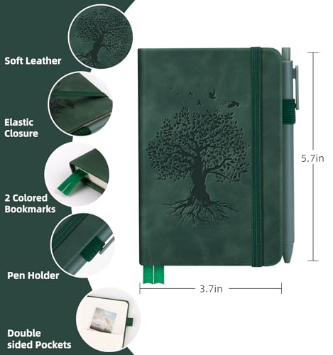 3 Pack Pocket Notebooks (3.7x" 5.7") A6 Small Notebook 100 GSM Thick Paper | Note Taking Journaling Notebooks Journals For Writing Mini Note Pads With Pen Holder( Green) - color: 3 Green
