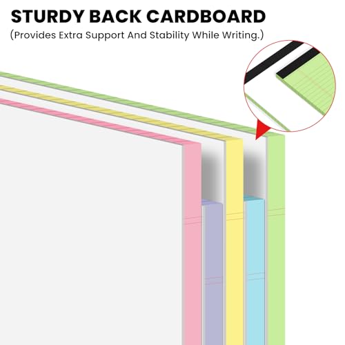 10pcs Legal Pads 8.5 x 11, Color Notepads 8.5 x 11 In, Perforate Wide Ruled - color: Blue/Pink/Green/Purple/Yellow