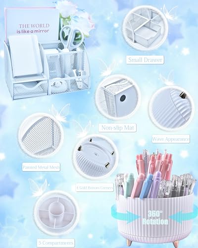 LXEVIHK White Desk Accessories 21-Piece Office Supplies Gift Set - color: white