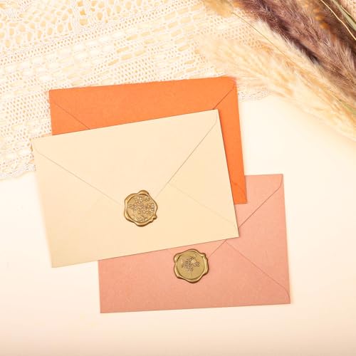 WSICSE Wax Seal Stickers, 60 Pack, Light Gold, 1.2Inch, 4 Styles - color: 4 Flower Styles- Light Gold