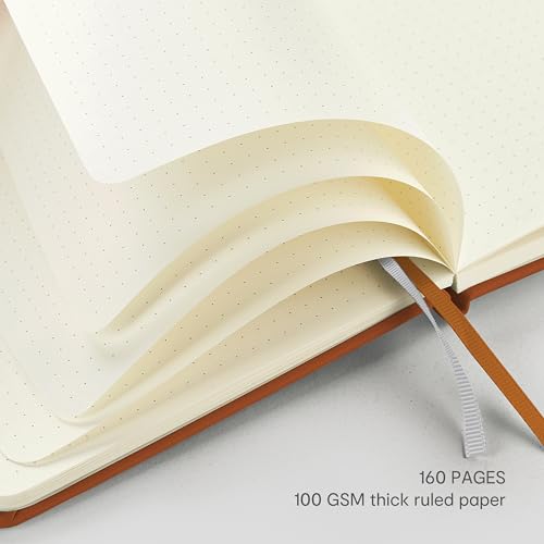 &And Per Se Dotted Journal Notebook – A5 Hardcover, 160 Pages 100gsm Paper, Dot Grid Notebook for Planning & Creative Journaling, 3 Sticker Sheets Included (Light Brown) - color: Light Brown, style: Dotted 160 pages
