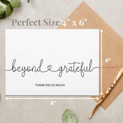 Paper Play Thank You Cards with Envelopes Beyond Grateful, Bulk Pack of 20 | 4"x 6", Matching Envelopes & Seal Stickers, Heavyweight Cardstock, For Business, Baby Shower, Wedding, Graduation, Funeral - color: Beyond Grateful