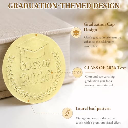 10 Pack Gold Class of 2026 Graduation Stickers, Gold Foil Embossed Labels for Graduates, Metallic Envelope Seals for Gifts, Invitations, Candy Bags & Party Favors