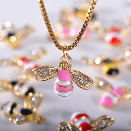 Bulk Gold Enamel Charms for Jewelry Making, Colorful Metal Charms Pendant for Bracelet Necklace and Crafting - color: Bee Mixed Color