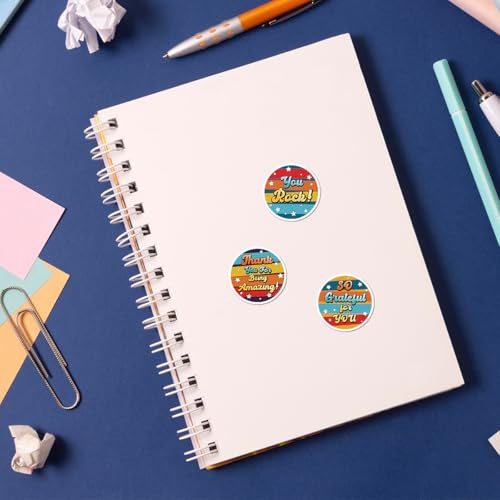 Pack 90 Pcs Appreciation Thank You Stickers for Party Favors Kids Girls Boys Students Classroom Supplies Funny Cute Aesthetic Sticker Round Waterproof Removable Vinyl Decals Bulk - color: Candy A17