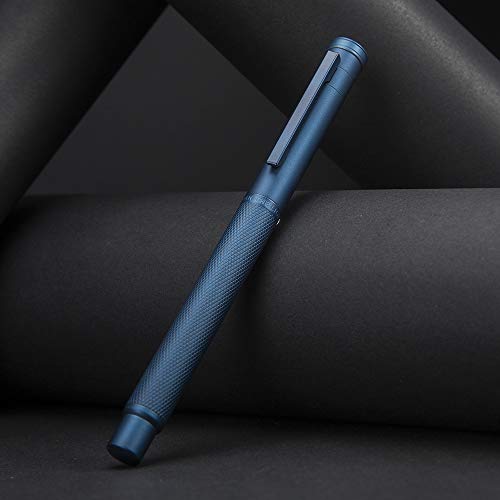 Hongdian 1851 Dark Blue Forest Fountain Pen Medium Nib, Classic Design with Converter and Metal Pen Case - color: Dark Blue, style: Medium Point