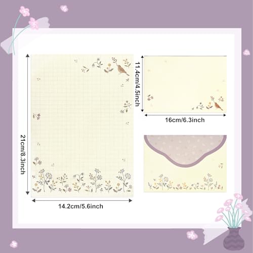 37 Pcs Stationery Paper Envelopes Set | Includes 24 Writing Paper & 12 Envelopes & 48 Stickers, Flower Cat Letter Writing and Stationery Paper Envelopes(4Style) - color: Cute
