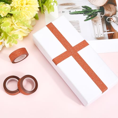 GORGECRAFT 3 Rolls 30mx15mm Washi Glitter Tape Dark Goldenrod Decorative Adhesive Tape Foil Paper Masking Tapes Craft Stick On Sticky Trim for DIY Scrapbook Gifts Wrapping Car Furniture Walls - color: Dark Goldenrod