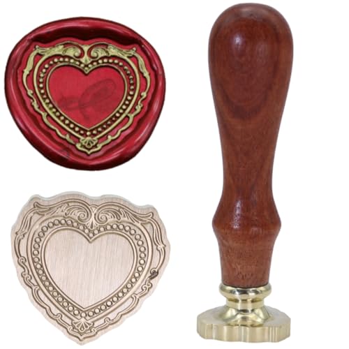 Romantic Vintage Embossed Frame Wax Seal Stamp - Heart 3D Relief Photo Frame Seal Stamps with Wood Handle, Retro Sealing Wax Stamp for Wedding Invitations, Scrapbooking, Letters(F16) - style: F16