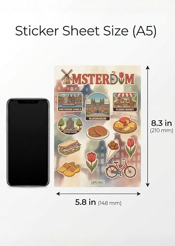 Amsterdam Sticker Sheet, Amsterdam Stickers for Laptop & Journal - style: Amsterdam