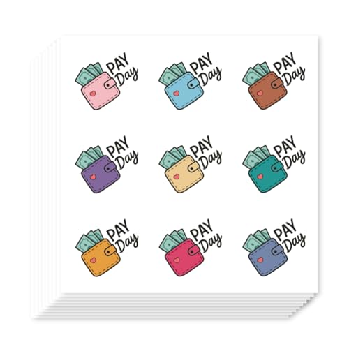AHANDMAKER 180Pcs Pay Day Planner Stickers Self-Adhesive Wallet Decals for Planner Calendar Scrapbook Crafting Arts Journaling Budget Tracking Gift Bag Seal Theme Decor - style: Pay Day