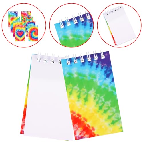 24 PCS Mini Tie Dye Notebooks Small Spiral Notebook Mini Journal Pocket Notebook for Party Supplies Mini Notebooks Bulk for Tie Dye Party Gift Classroom Rewards - style: Tie Dye