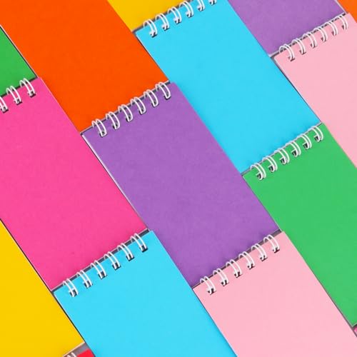 Hooqict 24 Pack Small Pocket Notebook Mini Notebooks Bulk Small Spiral Notepads with 8 Colors, Memo Note Pads for Kids, Work, Office, School, 3.9 x 2.4 Inches - style: Multicolor