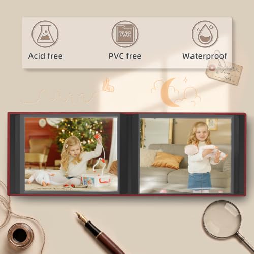 Popotop Photo Album 4x6 48 Pockets for Wedding Gifts,Linen Hardcover Picture Albums for Family Anniversary Baby Vacation Pictures - color: Red, size: 48 Pockets