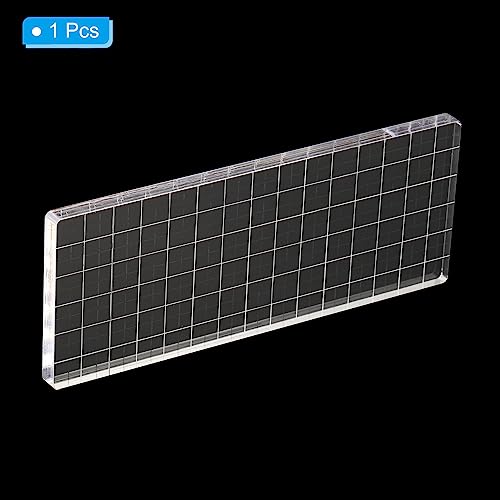 6" x 3" Acrylic Stamp Block, Clear Stamping Block with Grid Lines Decorative Mounting Blocks Square for Scrapbooking DIY Crafts Card Making