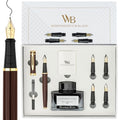 Wordsworth & Black Luxury Fountain Pen Set for Writing, 6 Nibs, Brown - color: Brown Gold