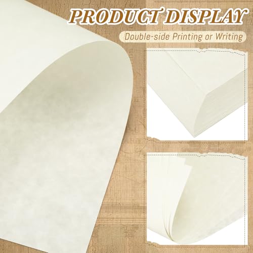 Epakh 100 Pcs Old Age Parchment Paper 8.5 x 11 Inch Standard Letter Vintage Colored Old Parchment Semblance Double Side Printing Paper (Lvory) - color: Ivory