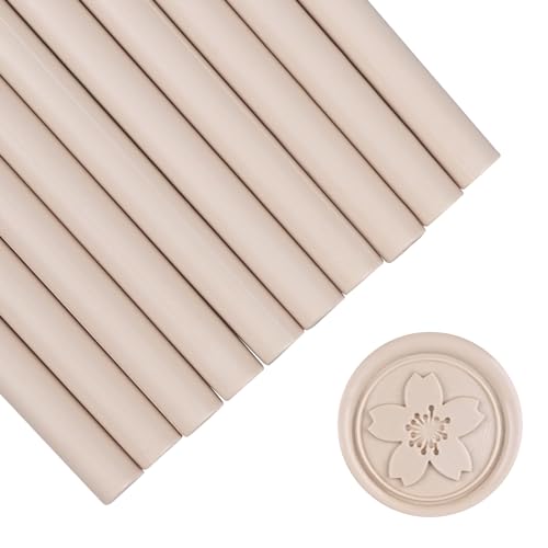 SHOWIN Glue Gun Sealing Wax Sticks for Wax Seal Stamp -Latte, Great for Wedding Invitations, Cards Envelopes, Snail Mails, Wine Packages, Christmas Gift Ideas, Pack of 10 - color: Latte