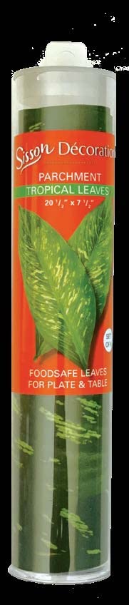 Parchment Paper Leaves for Cheese & Charcuterie Boards - Sisson Large Tropical, 20½" x 7½", Pack of 5. Made in USA with French Parchment Paper. Rinse clean, dry, reuse. - color: Large Tropical