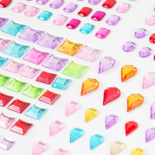 1200+pcs 6~15mm Self-Adhesive Gem Stickers Various Shapes and Colors - color: Mix Color