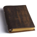 Leather Refillable Notebook,Vintage Leather Journal Diary Journal,7 x 5 IN A6 Binder Notebook (Dark Brown)