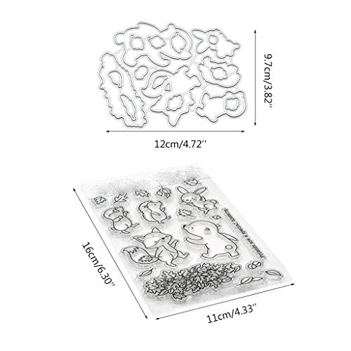 Animal Friends Clear Stamp and Die Sets for Card Making, 1 Set