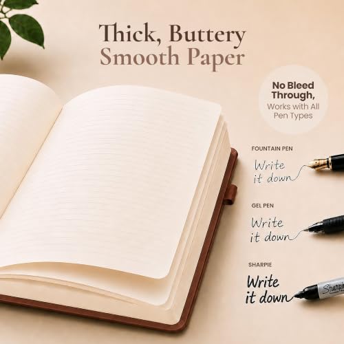 Lined Journal Notebook Hardcover Leather Bound 200 Pages A5 Brown Diary - color: Brown, size: A5 200 Pages