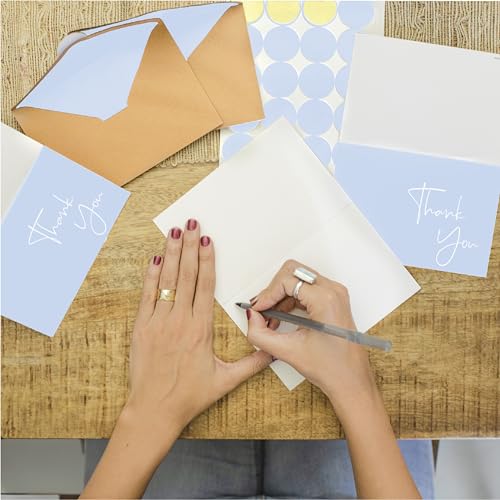 VNS Creations Thank You Cards With Envelopes - 20 Pack 4 x 6 - Light Blue - color: Light Blue, size: 20 Pack - 4" x 6"