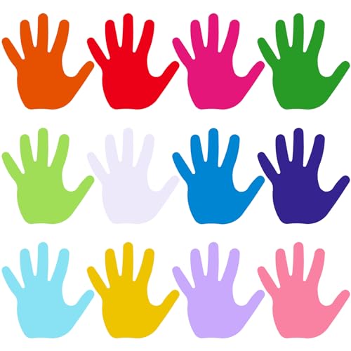 600 Pcs Hands Paper Cutouts for Bulletin Board, 1.97'' x 1.97'' Small Die Cuts Paper Shapes for Classroom Decorations, DIY Craft Projects, School Wall Decor, 12 Colors - style: Handprints