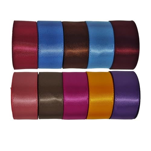 Ribbon 1-1/2 inch, 10 Vintage Colors，50 Yards Double Faced Satin Ribbon Set, 5 Yards Each for Gift Wrapping, Flower Bouquet, Bow, Hair, Wedding, DIY Crafts, Holiday Party Decorations - color: Echoes of Time, size: Width: 1-1/2 inch
