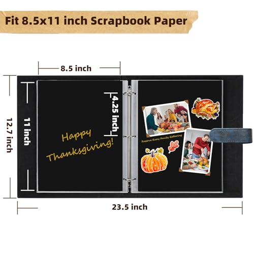 Vienrose 13"x11" Scrapbook Album Gift Set Faux Leather DarkBlue 60 Pages - color: Navy Blue, size: 12.8"X11.2" 30Sheets