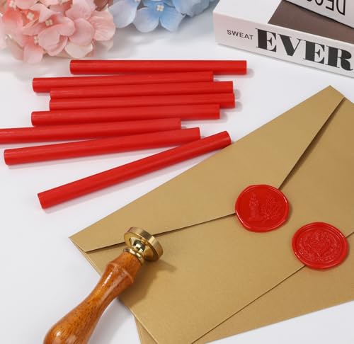 12 Pcs Glue Gun Wax Seal Sticks for Wax Stamp, Vintage Sealing Sticks Set Suit to 0.43'' Glue Gun Great for Wedding Invitation, Cards, Envelopes, Christmas Ideas (Red) - color: Red