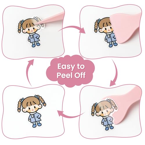 Reusable Sticker Book Collecting,A5 Binder Album Storage Organizer with Blank Release Paper and Pocket for Adult Kids,Cartoon Leather Binder Cover & Magnetic Buckle Closure(Pink) - color: Pink