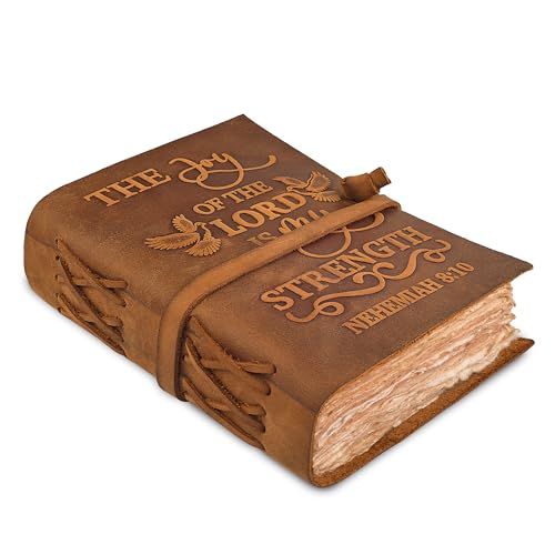 LEATHER VILLAGE Prayer Journal Joy Verse, Natural Tan 7x5. - color: Vintage Brown