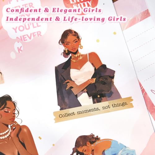 25 Sheets Fashion Black Girl Scrapbook Stickers, Junk Journal Supplies - color: Black Girls