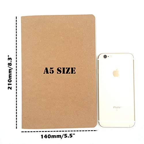 ALIMITOPIA 6 pack Notebook Brown Softcover Thread-bound Notebook Journal Diary Memo Notepad,A5 Size(5.5"X8.3"),30 sheets(Blank Pages) - size: A5 Size (Blank Pages)