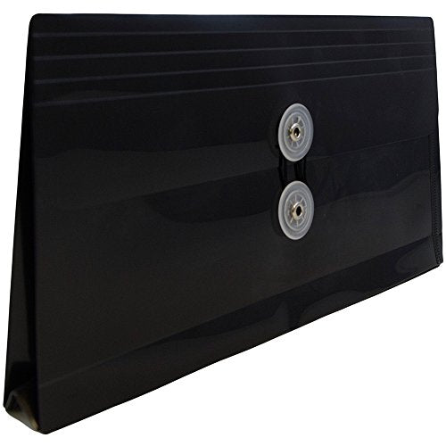 JAM PAPER Plastic Envelopes with Button & String Tie Closure - #10 Business Booklet - 5 1/4 x 10 - Black - 12/Pack - color: Black, size: #10 Business Size