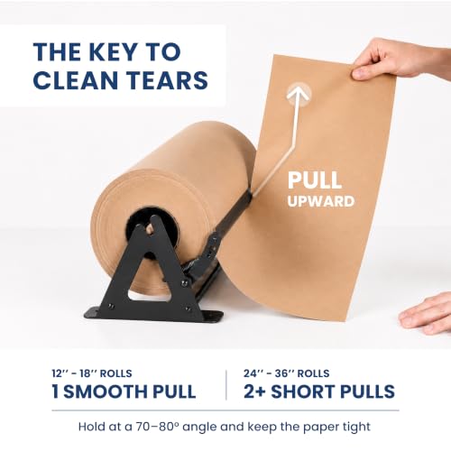 DIY CREW 12 Inch Paper Roll Dispenser and Cutter for Kraft, Butcher Paper | Tabletop, Wall Mount, Heavy Duty, Holds 1000ft Rolls - Roll Not Included - color: Matte Black, size: 12"
