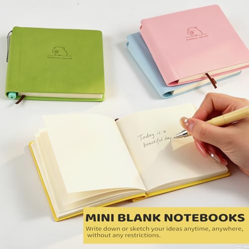 ZLFSRQ 4Pack Mini Blank Notebook with Pen 3.9 x3.9 Inch Journal Notebooks