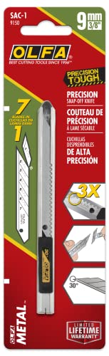 OLFA 9mm Stainless Steel Graphics Knife (SAC-1) - Auto-Lock, Snap-Off