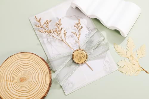 Yoption Handwritten Initial Alphabet Wax Seal Stamp, Letter R | Brass Head and Wooden Handle Sealing Stamp for Wedding Invitations, Envelopes, Christmas Cards, Gift Wrapping, Snail Mails - style: R
