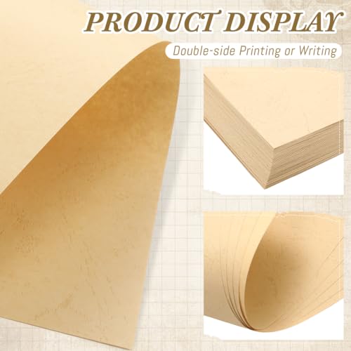 Epakh 100 Pcs Old Age Parchment Paper 8.5 x 11 Inch Standard Letter Vintage Colored Old Parchment Double Side Printing Paper (Textured Beige) - color: Textured Beige